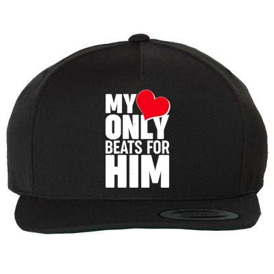 Valentine's Day My Heart Only Beats for Him Matching Couples Wool Snapback Cap