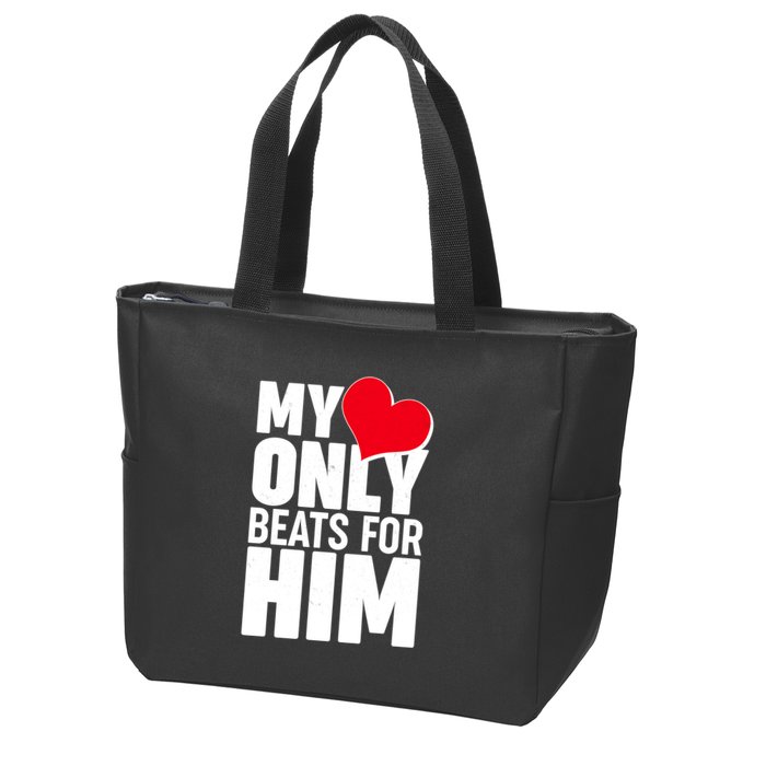 Valentine's Day My Heart Only Beats for Him Matching Couples Zip Tote Bag