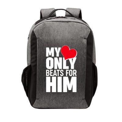 Valentine's Day My Heart Only Beats for Him Matching Couples Vector Backpack