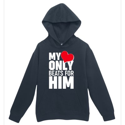 Valentine's Day My Heart Only Beats for Him Matching Couples Urban Pullover Hoodie