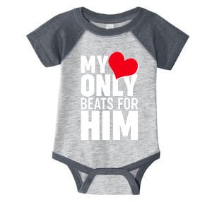 Valentine's Day My Heart Only Beats for Him Matching Couples Infant Baby Jersey Bodysuit