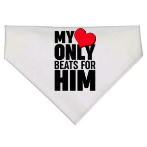 Valentine's Day My Heart Only Beats for Him Matching Couples USA-Made Doggie Bandana