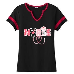 Valentine's Day Nurse Love Ladies Halftime Notch Neck Tee