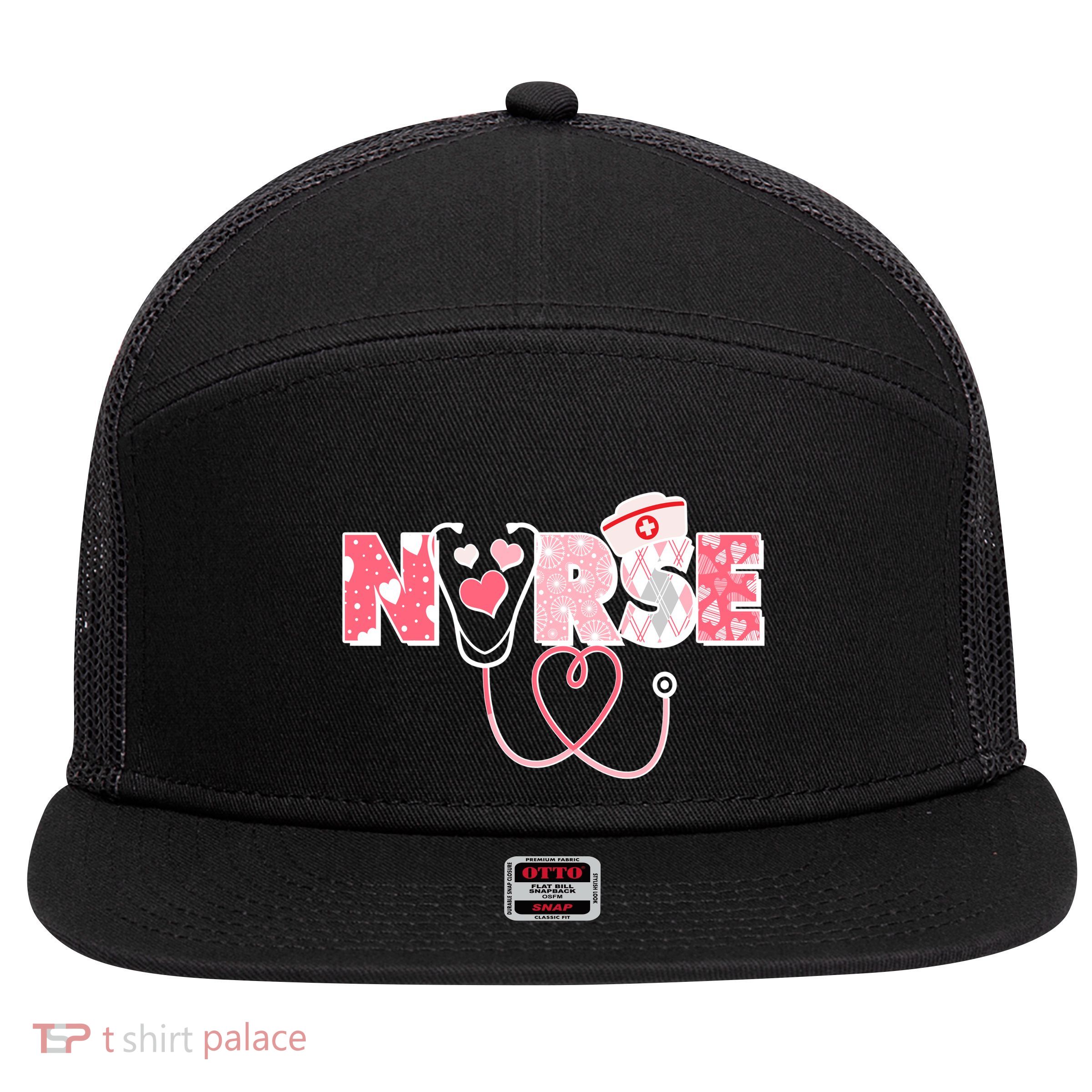 Valentine's Day Nurse Love 7 Panel Mesh Trucker Snapback Hat
