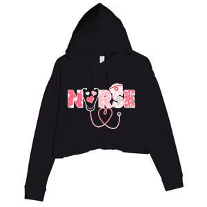 Valentine's Day Nurse Love Crop Fleece Hoodie