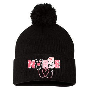 Valentine's Day Nurse Love Pom Pom 12in Knit Beanie