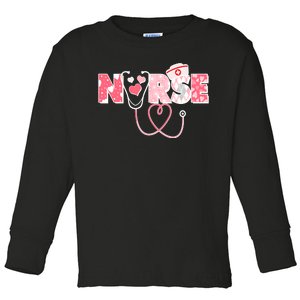 Valentine's Day Nurse Love Toddler Long Sleeve Shirt