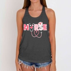 Valentine's Day Nurse Love Women's Knotted Racerback Tank