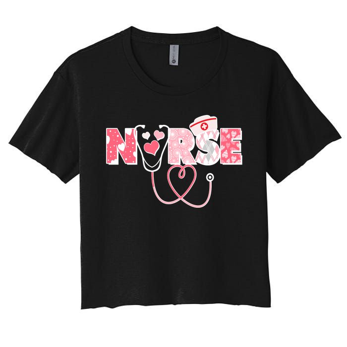 Valentine's Day Nurse Love Women's Crop Top Tee