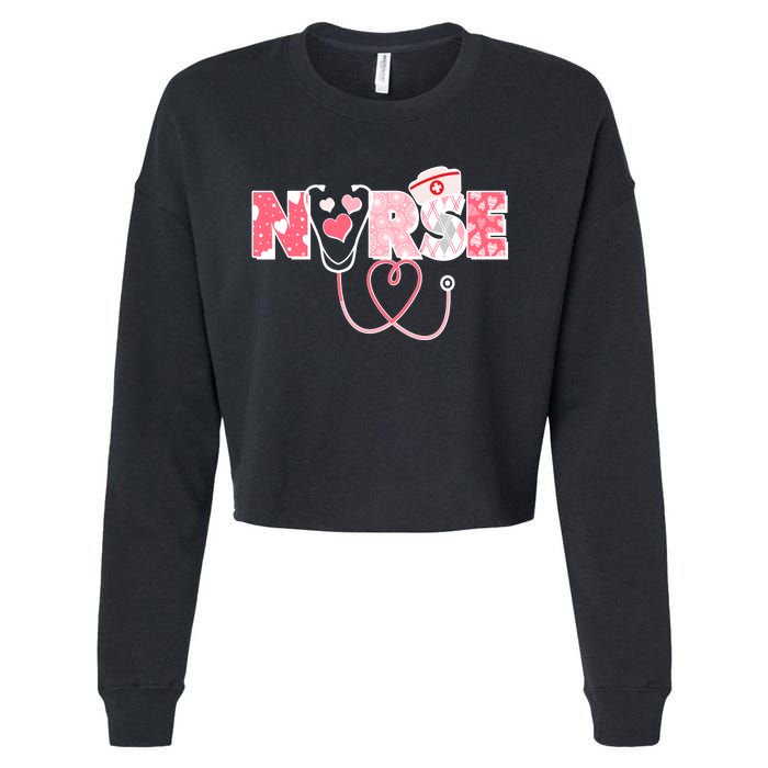 Valentine's Day Nurse Love Cropped Pullover Crew