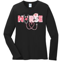 Valentine's Day Nurse Love Ladies Long Sleeve Shirt