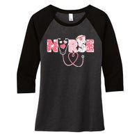 Valentine's Day Nurse Love Women's Tri-Blend 3/4-Sleeve Raglan Shirt