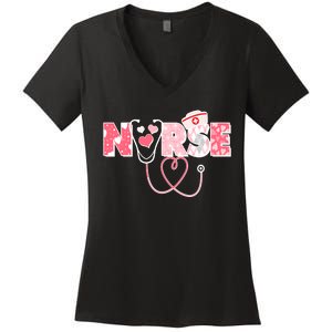 Valentine's Day Nurse Love Women's V-Neck T-Shirt