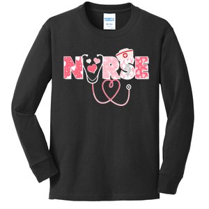 Valentine's Day Nurse Love Kids Long Sleeve Shirt