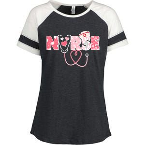 Valentine's Day Nurse Love Enza Ladies Jersey Colorblock Tee