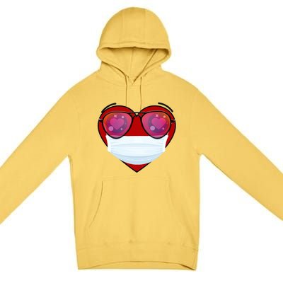 Valentines Day Quarantine Mask Heart Premium Pullover Hoodie