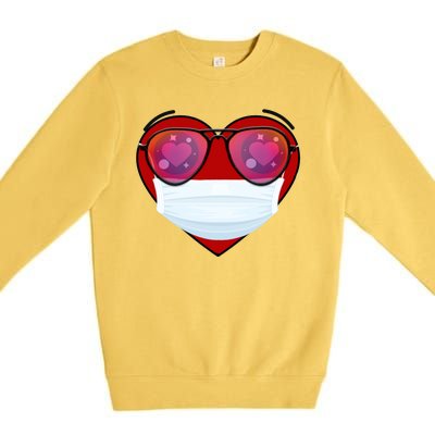 Valentines Day Quarantine Mask Heart Premium Crewneck Sweatshirt