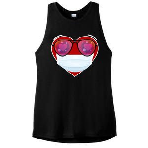 Valentines Day Quarantine Mask Heart Ladies PosiCharge Tri-Blend Wicking Tank