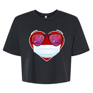 Valentines Day Quarantine Mask Heart Bella+Canvas Jersey Crop Tee