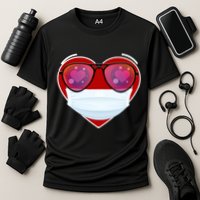 Valentines Day Quarantine Mask Heart Cooling Performance Crew T-Shirt
