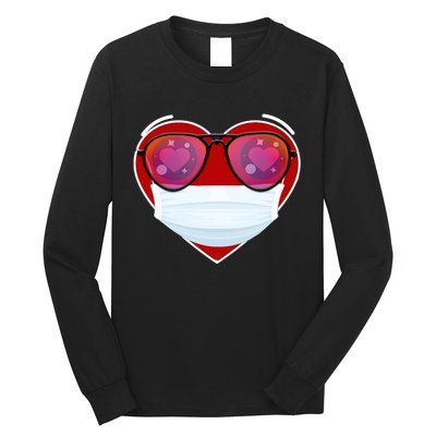 Valentines Day Quarantine Mask Heart Long Sleeve Shirt
