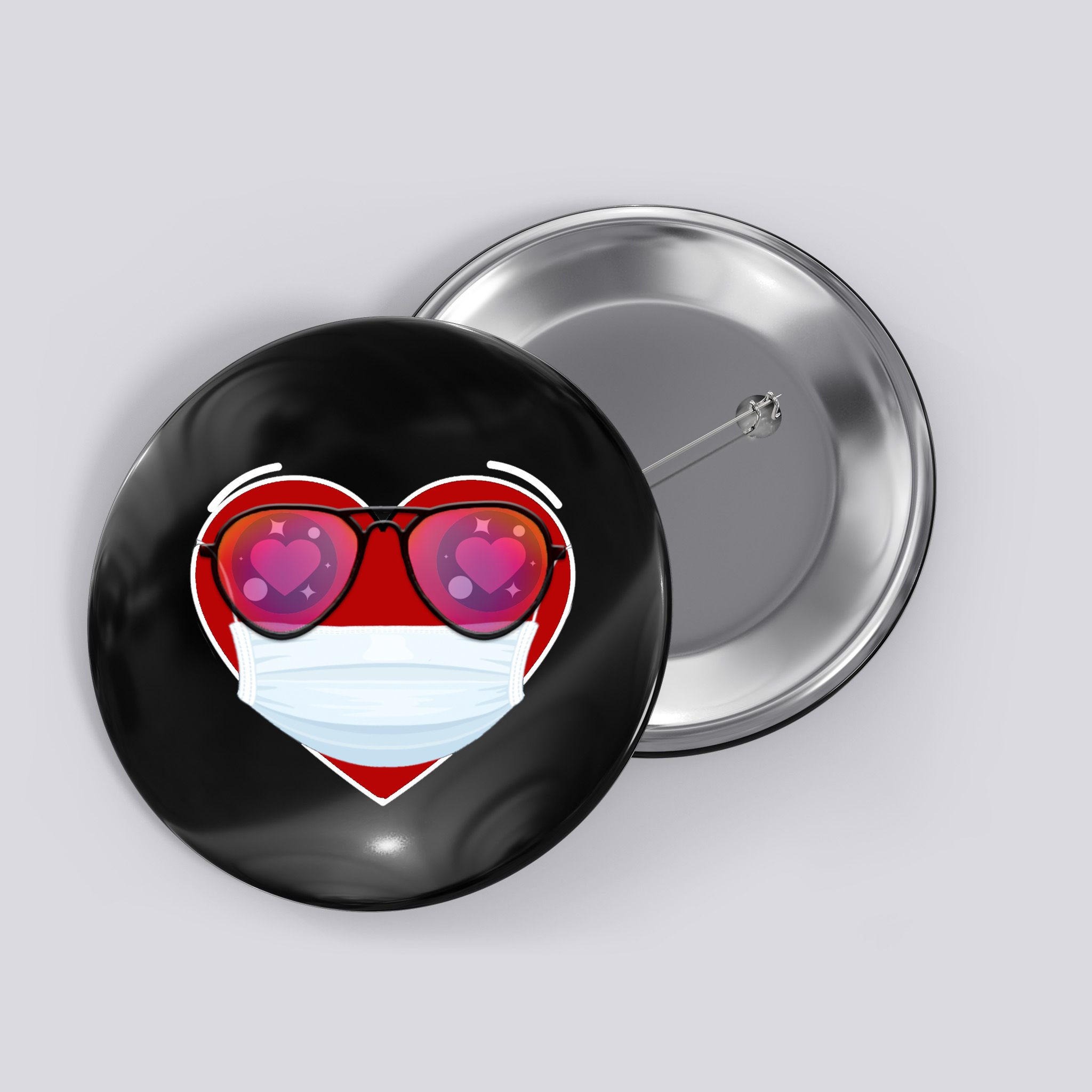 Valentines Day Quarantine Mask Heart Button