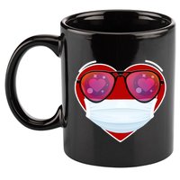 Valentines Day Quarantine Mask Heart 11oz C Handle Ceramic Mug