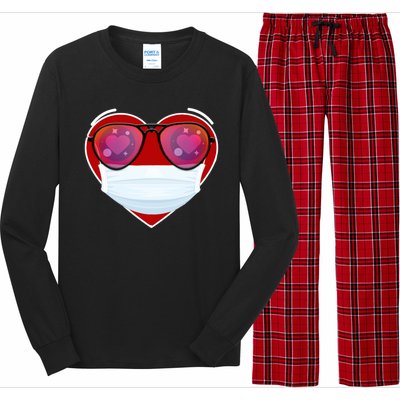 Valentines Day Quarantine Mask Heart Long Sleeve Pajama Set