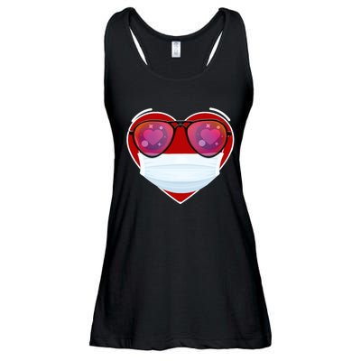 Valentines Day Quarantine Mask Heart Ladies Essential Flowy Tank