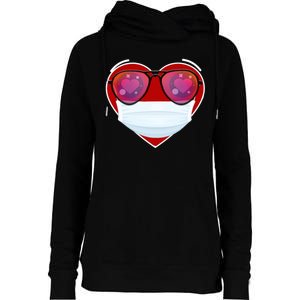 Valentines Day Quarantine Mask Heart Womens Funnel Neck Pullover Hood