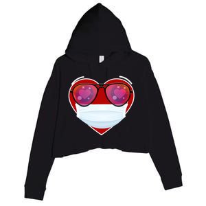 Valentines Day Quarantine Mask Heart Crop Fleece Hoodie