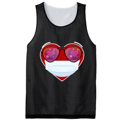 Valentines Day Quarantine Mask Heart Mesh Reversible Basketball Jersey Tank