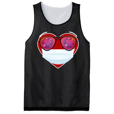 Valentines Day Quarantine Mask Heart Mesh Reversible Basketball Jersey Tank