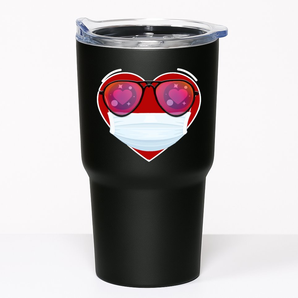 Valentines Day Quarantine Mask Heart Tumbler