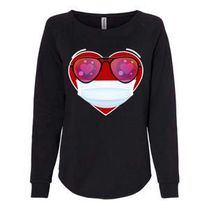 Valentines Day Quarantine Mask Heart Womens California Wash Sweatshirt