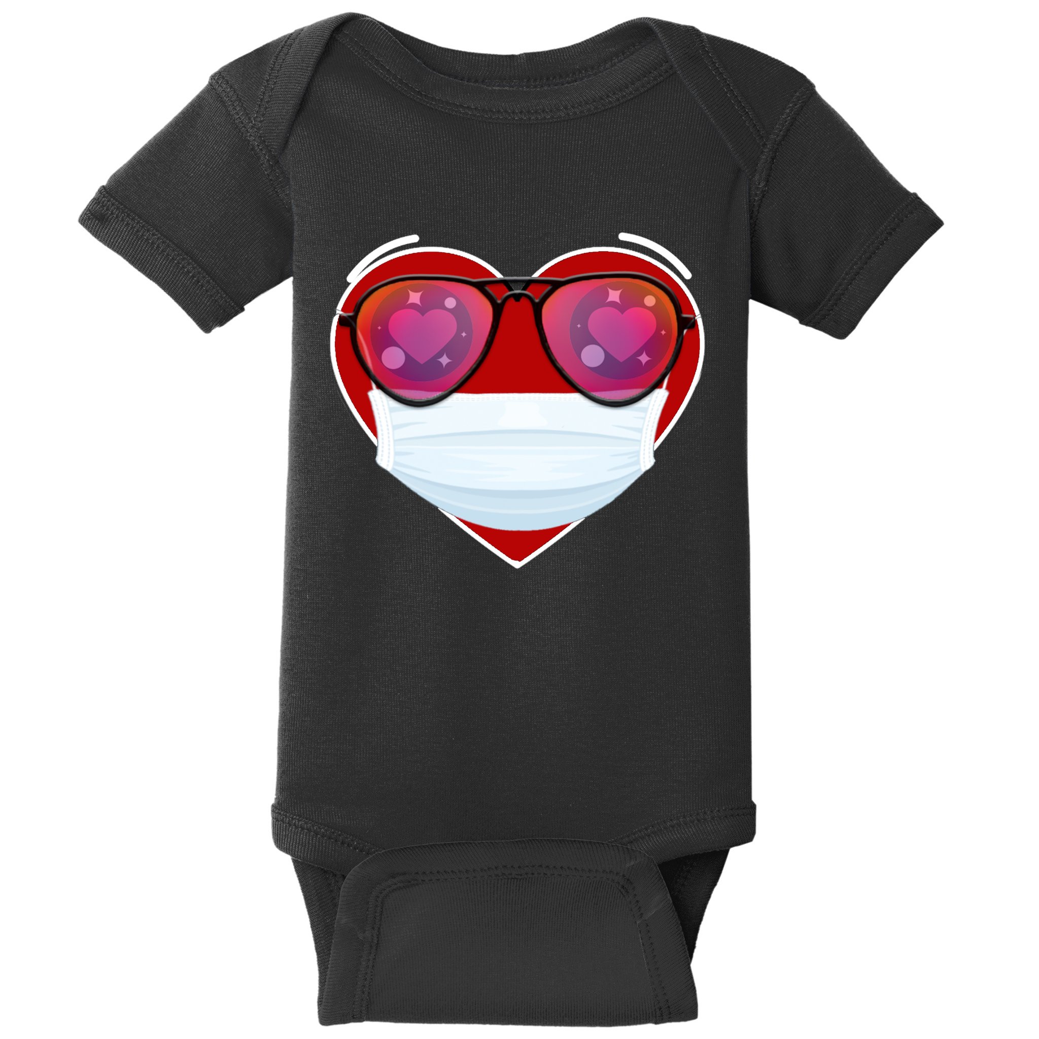 Valentines Day Quarantine Mask Heart Baby Bodysuit