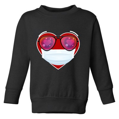 Valentines Day Quarantine Mask Heart Toddler Sweatshirt