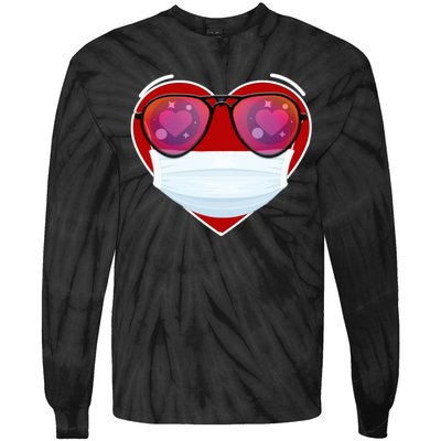 Valentines Day Quarantine Mask Heart Tie-Dye Long Sleeve Shirt