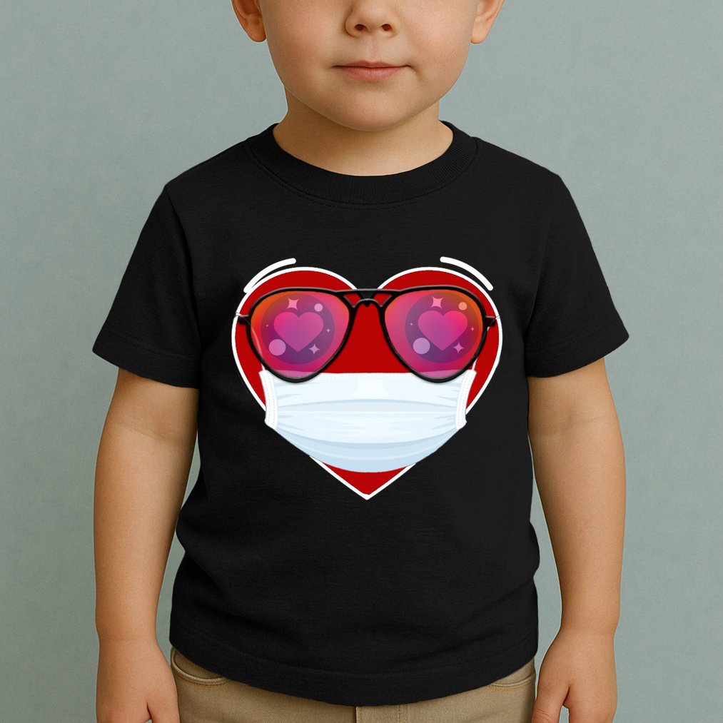 Valentines Day Quarantine Mask Heart Toddler T-Shirt