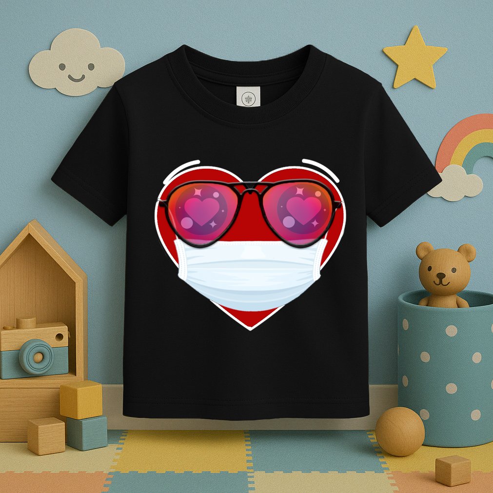 Valentines Day Quarantine Mask Heart Toddler T-Shirt