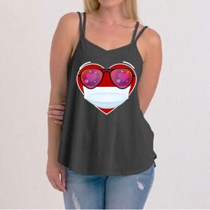 Valentines Day Quarantine Mask Heart Women's Strappy Tank