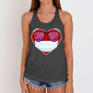 Valentines Day Quarantine Mask Heart Women's Knotted Racerback Tank