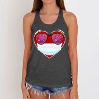 Valentines Day Quarantine Mask Heart Women's Knotted Racerback Tank