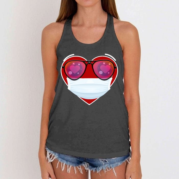 Valentines Day Quarantine Mask Heart Women's Knotted Racerback Tank