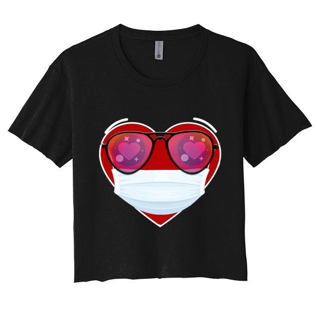 Valentines Day Quarantine Mask Heart Crop Top