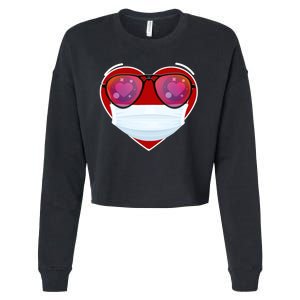 Valentines Day Quarantine Mask Heart Cropped Pullover Crew