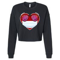 Valentines Day Quarantine Mask Heart Cropped Pullover Crew