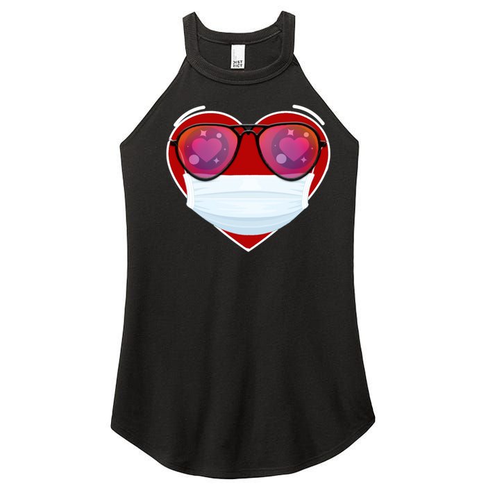 Valentines Day Quarantine Mask Heart Women's Perfect Tri Rocker Tank