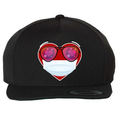 Valentines Day Quarantine Mask Heart Wool Snapback Cap
