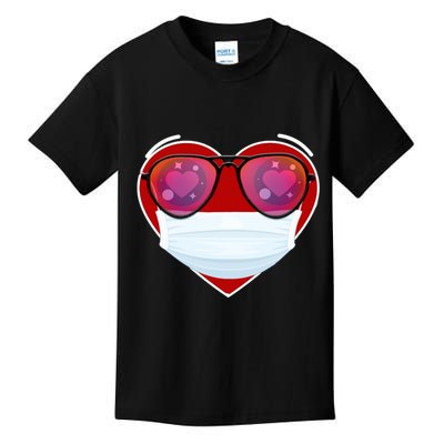 Valentines Day Quarantine Mask Heart Kids T-Shirt